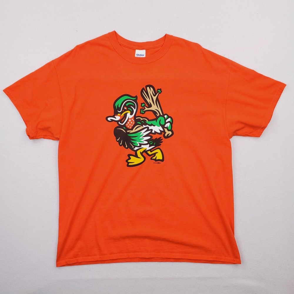 Down East Wood Ducks Shirt Mens Extra Large Orange Woodies Baseball MILB Kinston